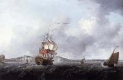Francis Swaine A large two-decker and a cutter off Dover oil painting picture wholesale